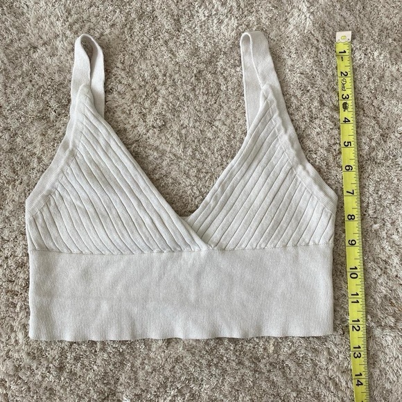 White Ribbed Crop Top - Picture 7 of 9